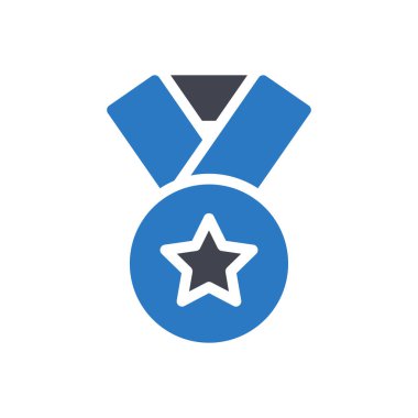 Şeffaf bir arkaplanda madalya vektör illüstrasyonu. Konsept ve grafik tasarım simgeleri için kaliteli semboller..