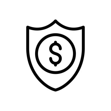 Saydam bir arkaplanda dolar kalkanı çizimi. Premium kalite semboller. Konsept ve grafik tasarım için ince çizgi simgesi.