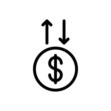 Saydam bir arkaplanda dolar transferi vektör illüstrasyonu.Premium kalite sembolleri. Konsept ve grafik tasarım için ince çizgi simgesi.