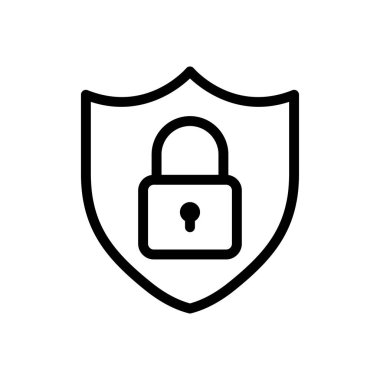 Şeffaf bir arkaplan üzerinde koruma vektörü illüstrasyonunu kilitle. Premium kalite sembolleri. Konsept ve grafik tasarım için ince çizgi simgesi.