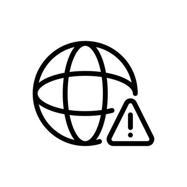 Şeffaf bir arkaplan üzerinde küresel uyarı vektörü çizimi. Premium kalite sembolleri. Konsept ve grafik tasarım için ince çizgi simgesi.