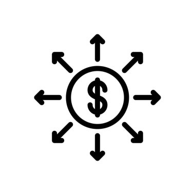 Dolar yönleri, şeffaf bir arkaplan üzerinde ok vektör çizimi. Konsept ve grafik tasarımı için ince çizgi simgesi..