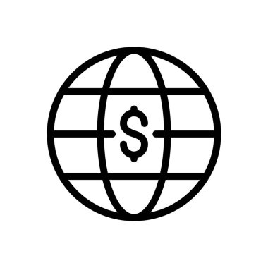 Şeffaf bir arkaplan üzerinde küresel dolar vektör illüstrasyonu. Premium kalite sembolleri. Konsept ve grafik tasarım için ince çizgi simgesi.