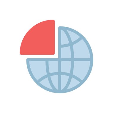 Şeffaf bir arkaplan üzerinde küresel grafik çizelgesi çizimi. Konsept ve grafik tasarımı için prim kalite simgeleri..