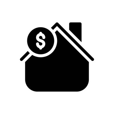 Saydam bir arkaplan üzerinde dolar evi vektör illüstrasyonu. Konsept ve grafik tasarım simgeleri için kaliteli semboller..