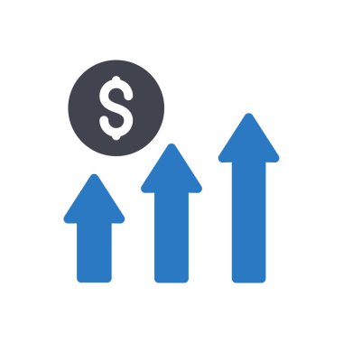 Saydam bir arkaplanda dolar büyüme vektörü illüstrasyonu. Konsept ve grafik tasarım simgeleri için kaliteli semboller..