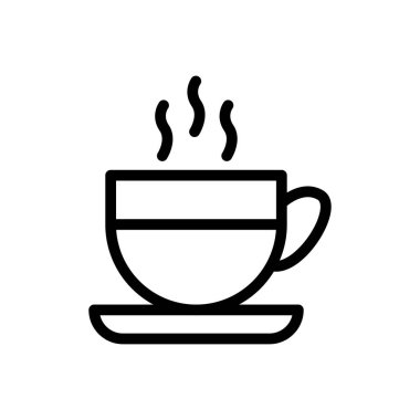 Şeffaf bir arkaplanda sıcak çay vektörü çizimi. Konsept ve grafik tasarım için ince çizgi simgesi..