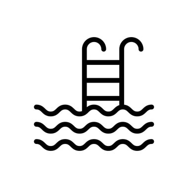 Şeffaf bir arkaplan üzerinde yüzme havuzu vektör çizimi. Konsept ve grafik tasarım için ince çizgi simgesi..
