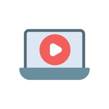 Şeffaf bir arkaplan üzerinde dizüstü bilgisayar video vektör illüstrasyonu. Konsept ve grafik tasarım için premium kalite simgeleri..