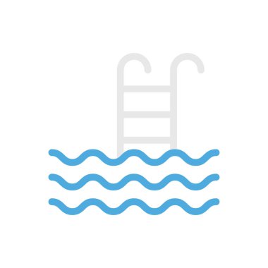 Saydam bir arkaplanda yüzme havuzu vektör çizimi. Konsept ve grafik tasarımı için birinci sınıf kalite simgeler..