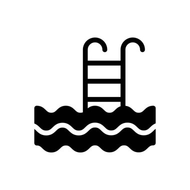 Saydam bir arkaplanda yüzme havuzu vektör çizimi. Konsept ve grafik tasarımı için özel kalite semboller..