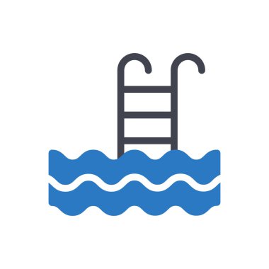 Saydam bir arkaplanda yüzme havuzu vektör çizimi. Konsept ve grafik tasarımı için özel kalite semboller.. 