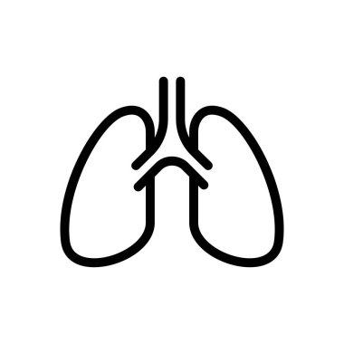 Şeffaf bir arkaplanda akciğer vektör çizimi. Konsept ve grafik tasarım için ince çizgi simgesi..