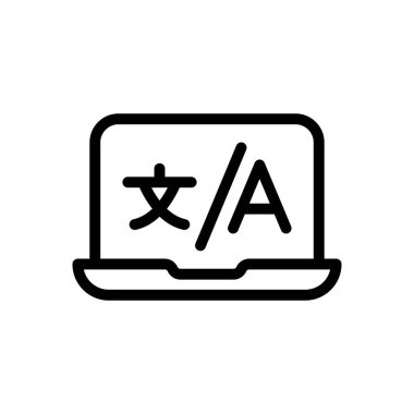 Şeffaf bir arkaplanda dizüstü bilgisayar vektör çizimi. Premium kalite semboller. Konsept ve grafik tasarım için ince çizgi simgesi. 