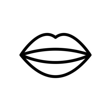 Şeffaf bir arkaplanda dudak vektör çizimi. Konsept ve grafik tasarım için ince çizgi simgesi.. 