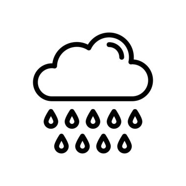 Şeffaf bir arkaplanda yağmur vektör çizimi. Konsept ve grafik tasarım için ince çizgi simgesi..  
