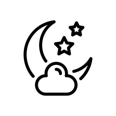 Şeffaf bir arkaplanda gece vektör çizimi. Konsept ve grafik tasarım için ince çizgi simgesi..