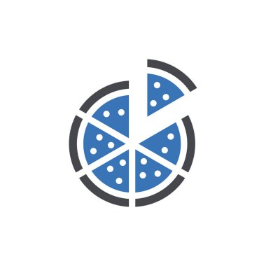 Şeffaf bir arkaplanda pizza vektör çizimi. Konsept ve grafik tasarım simgeleri için kaliteli semboller..