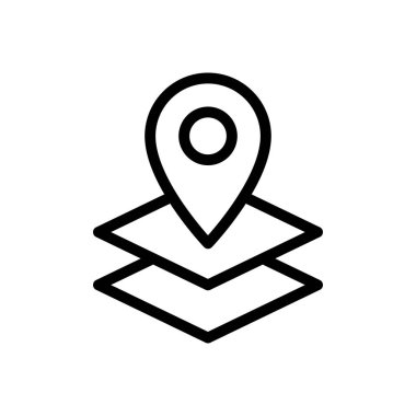 Şeffaf bir arkaplanda konum katmanları vektör çizimi. Konsept ve grafik tasarımı için ince çizgi simgesi..