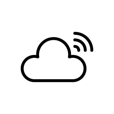 Şeffaf bir arkaplanda bulut vektör çizimi. Konsept ve grafik tasarımı için ince çizgi simgesi.. 