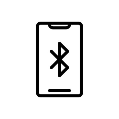 Saydam bir arkaplan üzerinde bluetooth vektör çizimi. Konsept ve grafik tasarımı için ince çizgi simgesi..