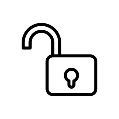 Şeffaf bir arkaplanda vektör illüstrasyonunun kilidini aç. Premium kalite sembolleri. Konsept ve grafik tasarım için ince çizgi simgesi. 