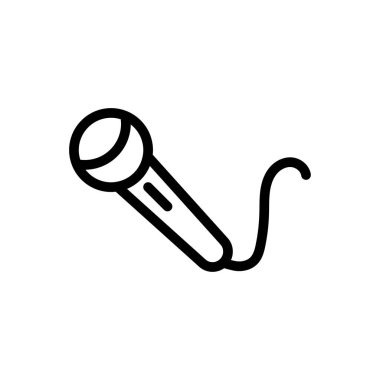 Şeffaf bir arkaplanda mikrofon vektör çizimi. Konsept ve grafik tasarım için ince çizgi simgesi..