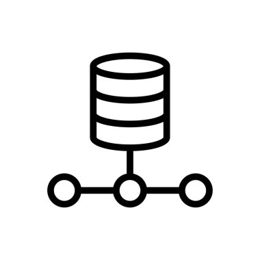 Şeffaf bir arkaplan üzerinde veritabanı ağ vektör çizimi. Konsept ve grafik tasarım için ince çizgi simgesi.. 