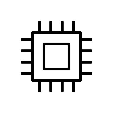 Şeffaf bir arkaplanda çip vektör çizimi. Konsept ve grafik tasarımı için ince çizgi simgesi.. 