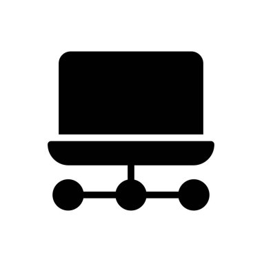 Şeffaf bir arkaplanda dizüstü bilgisayar paylaşım vektör illüstrasyonu. Konsept ve grafik tasarımı için kaliteli semboller.. 