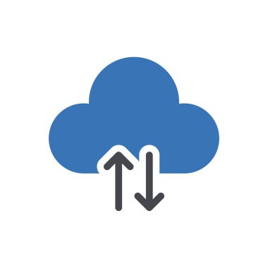 Şeffaf bir arkaplan üzerine bulut yükleme vektör illüstrasyonu. Konsept ve grafik tasarımı için mükemmel kalite sembolleri..