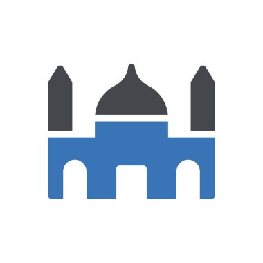 Şeffaf bir arkaplan üzerinde cami vektör illüstrasyonu. Konsept ve grafik tasarım simgeleri için kaliteli semboller..