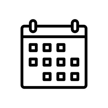 Şeffaf bir arkaplanda takvim vektör illüstrasyonu. Konsept ve grafik tasarımı için ince çizgi simgesi..