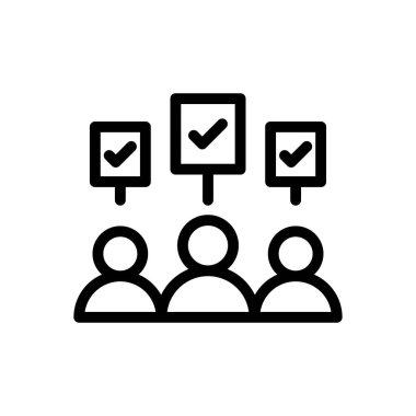 Saydam bir arkaplan üzerinde demokrasi vektör illüstrasyonu. Konsept ve grafik tasarım için ince çizgi simgesi..