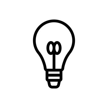 Şeffaf bir arkaplanda ampul vektör çizimi. Konsept ve grafik tasarım için ince çizgi simgesi..