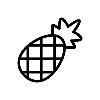 Şeffaf bir arkaplanda ananas vektör çizimi. Konsept ve grafik tasarımı için ince çizgi simgesi..