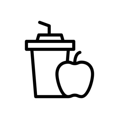 Şeffaf bir arkaplanda elma suyu çizimi. Konsept ve grafik tasarım için ince çizgi simgesi..