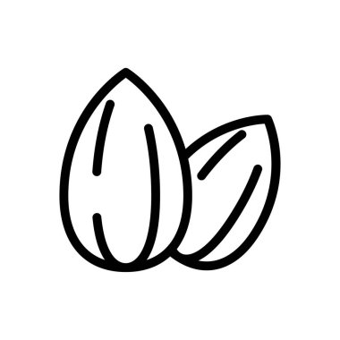 Şeffaf bir arkaplanda badem vektör çizimi. Konsept ve grafik tasarım için ince çizgi simgesi..