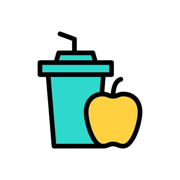 透明背景下的苹果汁矢量图解 优质符号 概念和图形设计的中风图标 — 图库矢量图片