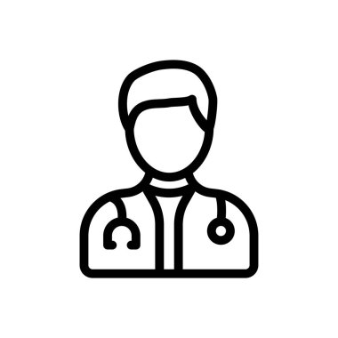 Şeffaf bir arkaplan üzerinde doktor vektör çizimi. Premium kalite semboller. Konsept ve grafik tasarım için ince çizgi simgesi.