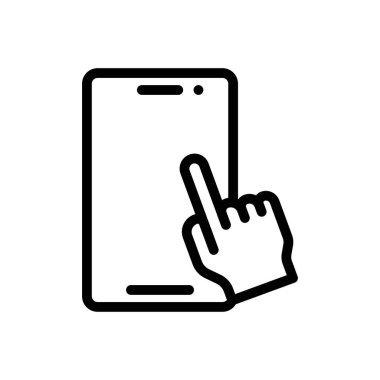 Şeffaf bir arkaplan üzerinde mobil tıklama vektör illüstrasyonu.Premium kalite simgeleri. Konsept ve grafik tasarım için ince çizgi simgesi.