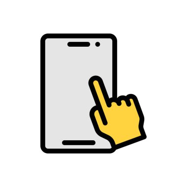 Şeffaf bir arkaplan üzerinde mobil tıklama vektör illüstrasyonu. Konsept ve grafik tasarımı için premium kalite simgeleri..