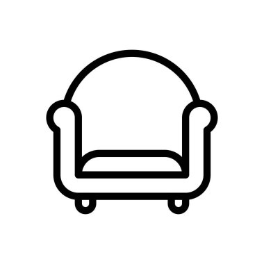 Şeffaf bir arkaplan üzerinde koltuk vektör çizimi. Konsept ve grafik tasarım için ince çizgi simgesi..