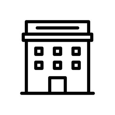 Saydam bir arkaplan üzerinde hostel vektör çizimi. Premium kalite semboller. Konsept ve grafik tasarım için ince çizgi simgesi.