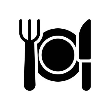 Saydam bir arkaplan üzerinde plaka çatal bıçak vektör illüstrasyonu. Konsept ve grafik tasarımı için özel kalite semboller..