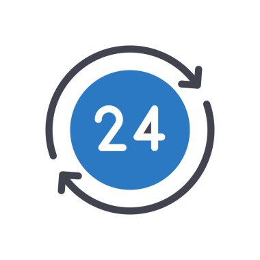 Saydam bir arkaplanda 24 saatlik servis vektör illüstrasyonu. Konsept ve grafik tasarımı için en iyi kalite semboller..