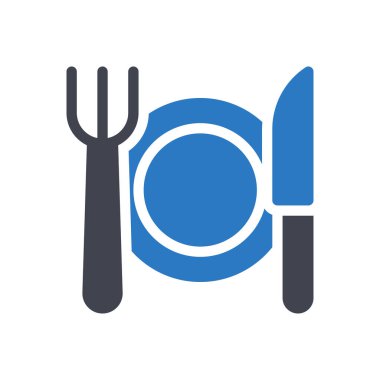 Saydam bir arkaplan üzerinde plaka çatal bıçak vektör illüstrasyonu. Konsept ve grafik tasarımı için özel kalite semboller..