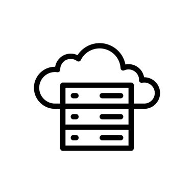 Şeffaf bir arkaplan üzerinde bulut sunucusu çizimi. Konsept ve grafik tasarım için ince çizgi simgesi..