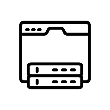 Saydam bir arkaplan üzerinde web sayfası sunucu çizimi. Konsept ve grafik tasarımı için ince çizgi simgesi..