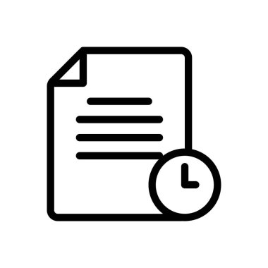 Şeffaf bir arkaplanda dosya zaman vektör çizimi. Konsept ve grafik tasarımı için ince çizgi simgesi..